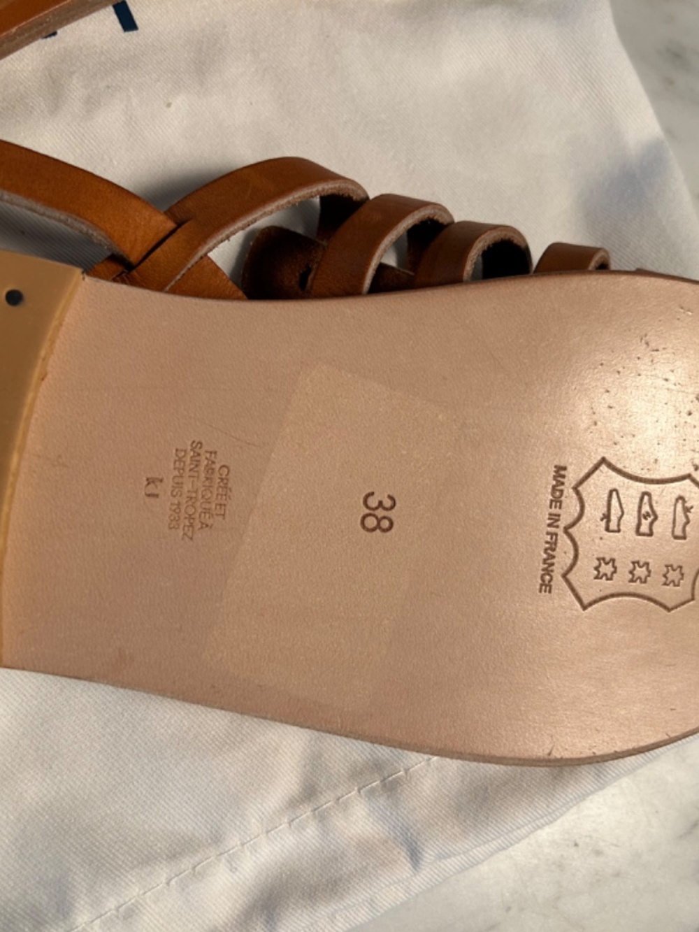 K. Jacques Homere F Miel Leather Sandals 38 - Picture 3 of 5